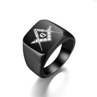 Mens Fashion Vintage Laser Engraved Masonic Symbol Ring