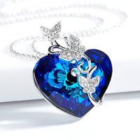 Ocean Heart-shaped Crystal Necklace Women's Fashion Simple Wild Niche Design Crystal Pendant