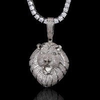 Hip Hop Micro-Set Zircon Solid Lion Head Pendant Real Gold Plating Necklace