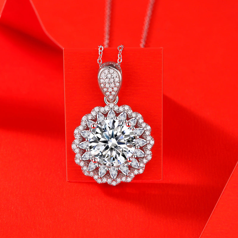 S925 Silver Necklace With Moissanite Pendant