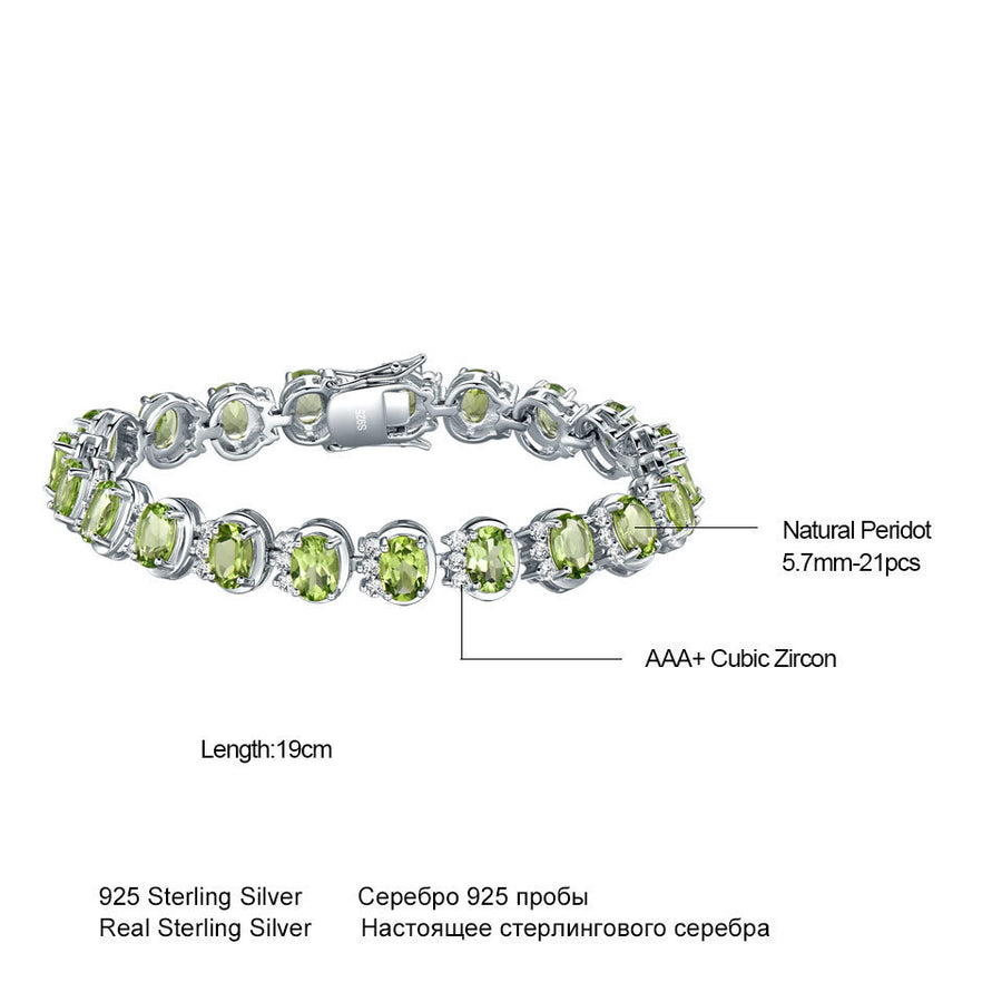 Sterling Silver Natural Peridot Bracelet Wedding Gemstones