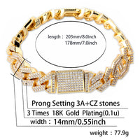 Full Zircon Hip Hop Cuban Chain Bracelet