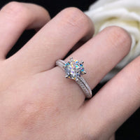 Female six-claw diamond ring Korean couple ring