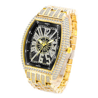 Bucket Shaped Full Diamond Large Dial Men's Watch