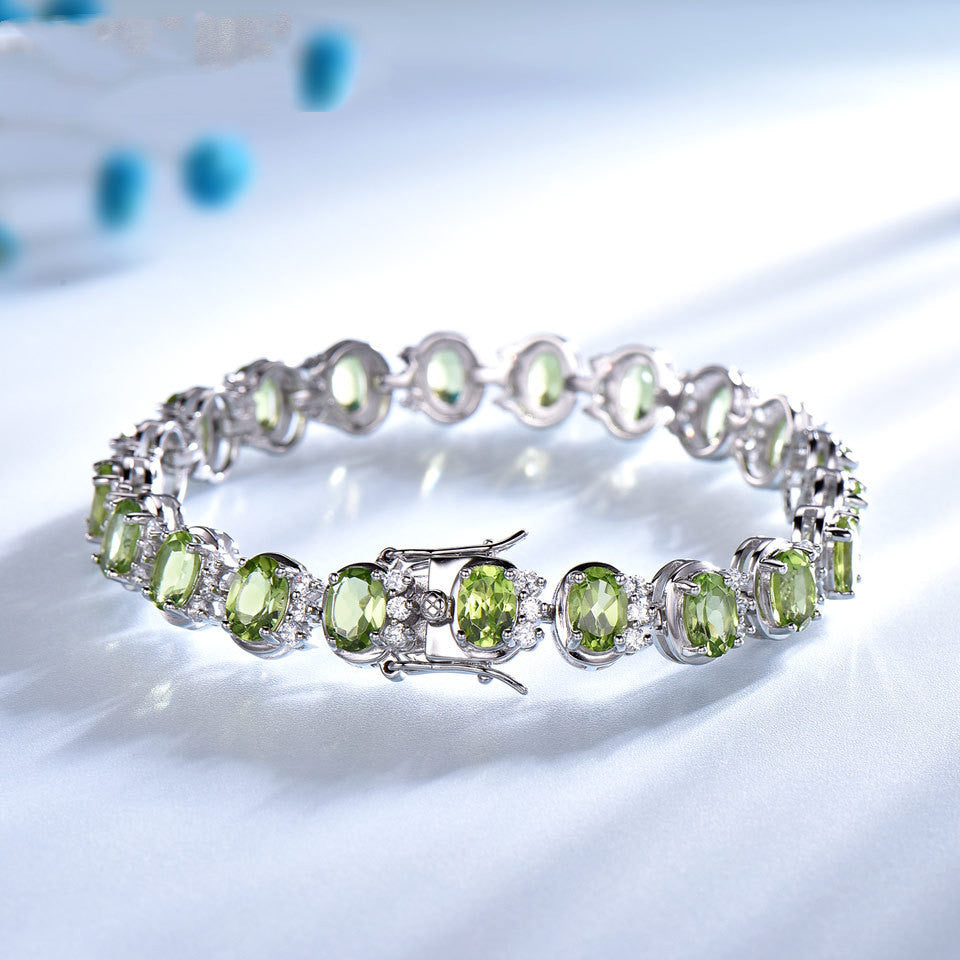 Sterling Silver Natural Peridot Bracelet Wedding Gemstones