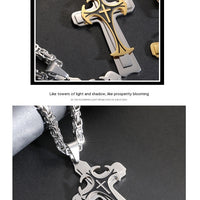 Fashion Jewelry Christian Trinity Latin Cross Necklace For Men Stainless Steel Three Layers Cross Pendants Necklaces Jewelry Gift