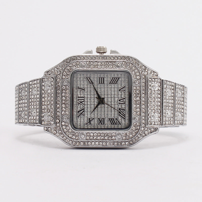 Square Diamond Full Diamond Roman Gradient Ladies Watch