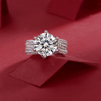 Luxury Fashion Large Diamond Ring Moissanite Silver Ring