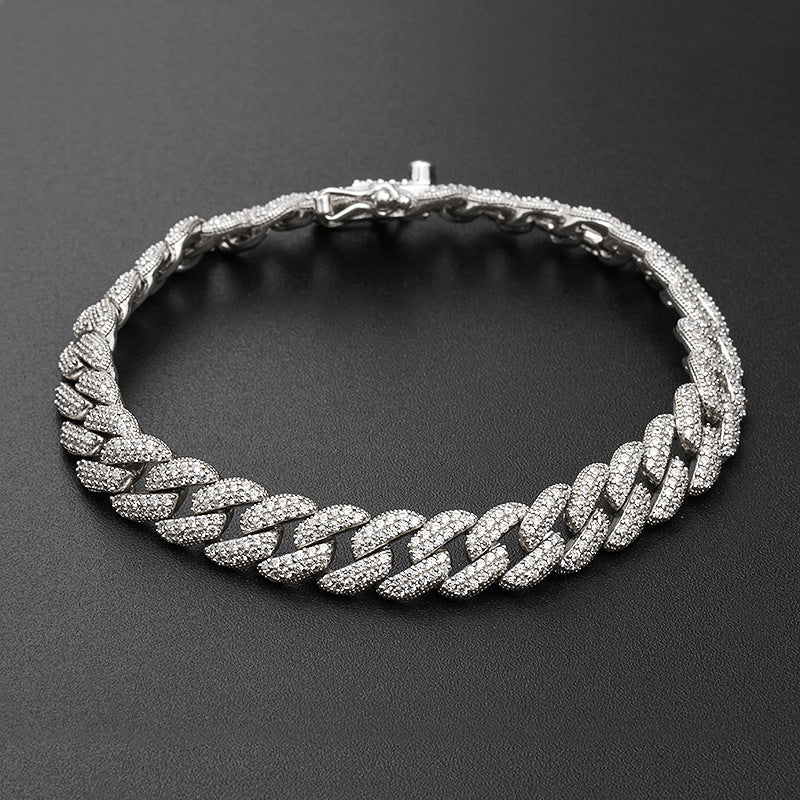 Hip Hop S925 Silver Diamond Cuban Zircon Bracelet