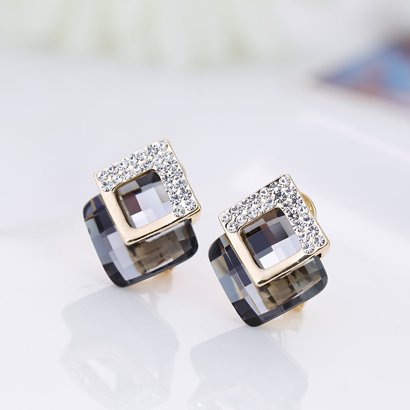 Pure Silver Stud Earrings Crystal Earrings Super Flash Mini Simple Women