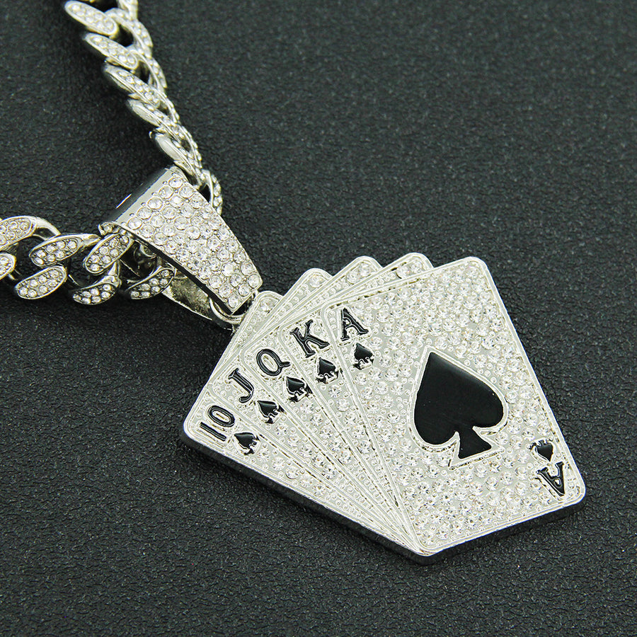 Diamond-embedded Poker Pendant Necklace Accessories Pendant