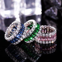 925 Sterling Silver Diamond Color Jewel Ring