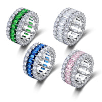 925 Sterling Silver Diamond Color Jewel Ring