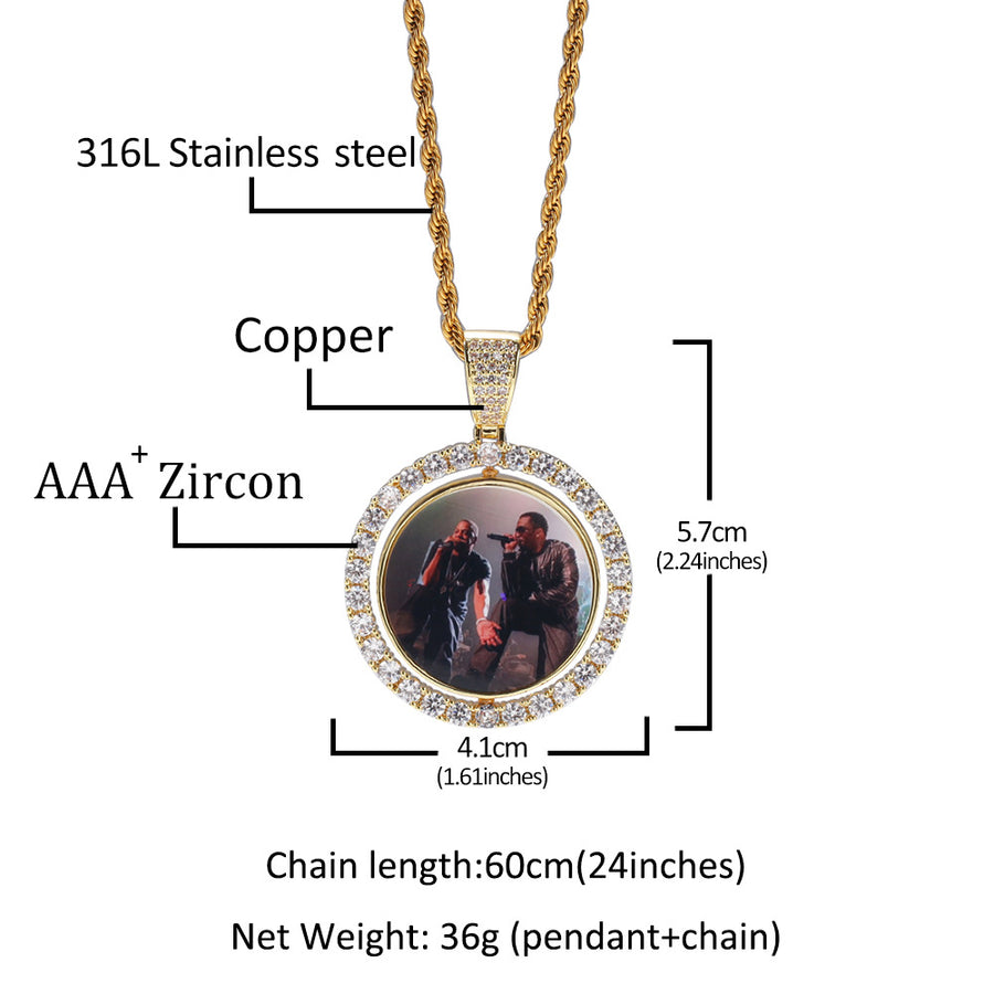 Zircon Color Photo Couple Necklace