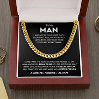 14K Gold Single Round Close Cuban Chain Titanium Steel Necklace With Greeting Card