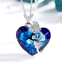 Ocean Heart-shaped Crystal Necklace Women's Fashion Simple Wild Niche Design Crystal Pendant