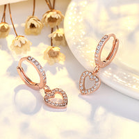 New French Retro S925 Sterling Silver Full Inlaid Love Heart Earrings High-grade Light Luxury Ear Clip Gold Plated