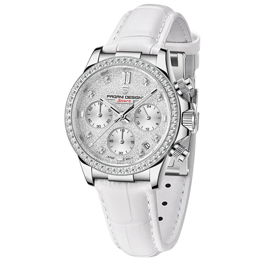 Diamond Surface Calendar Waterproof Stainless Steel Watch