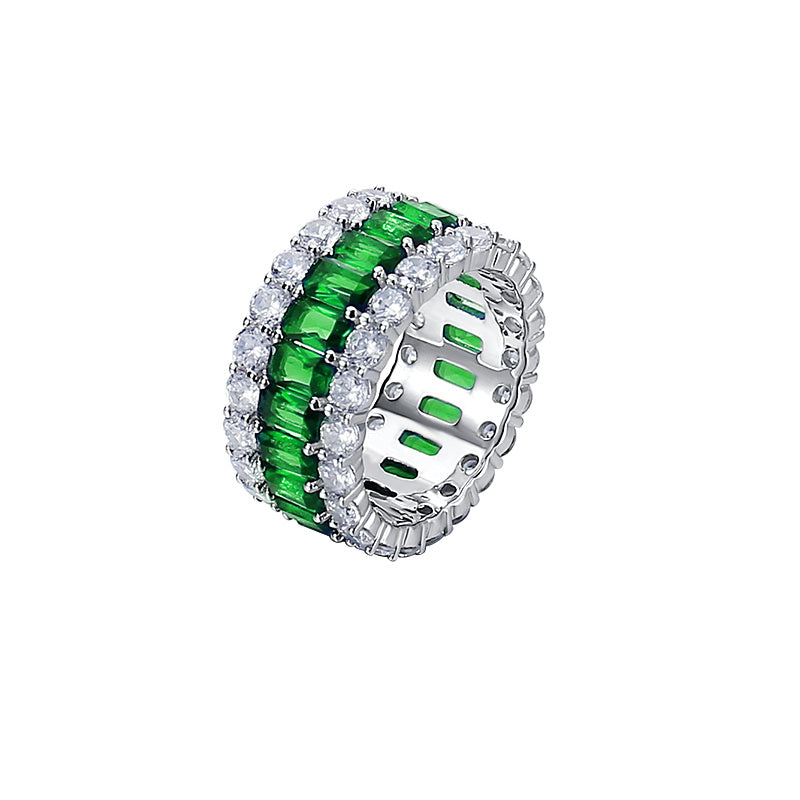 925 Sterling Silver Diamond Color Jewel Ring