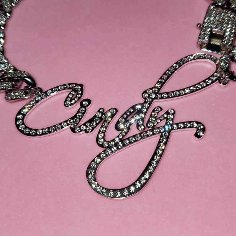 Stainless Steel Rhinestone DIY Name Pendant Necklace