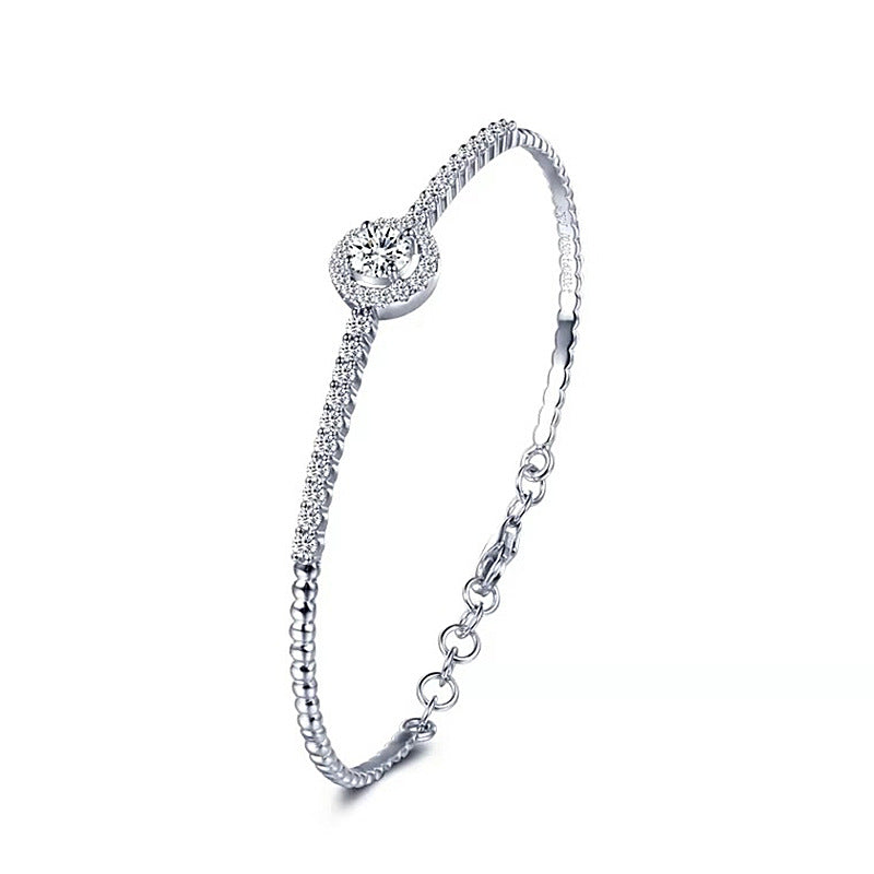 925 Sterling Silver Round Bag Bracelet Ladies Korean Fashion Moissanite Student  Jewelry