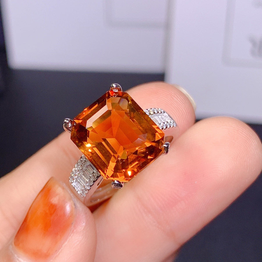 Large Grain Natural Citrine Ring Black Velvet