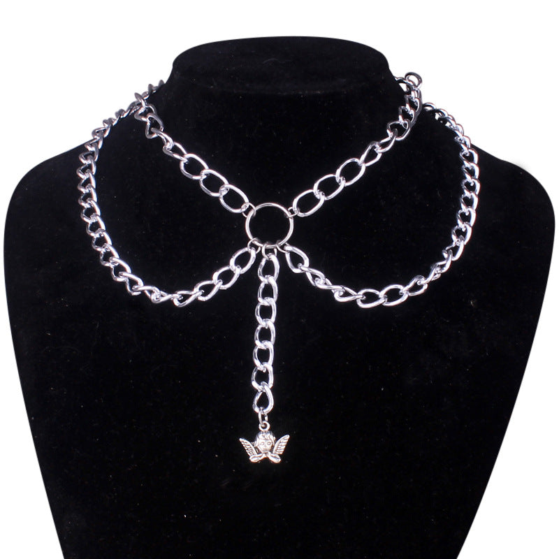 Kpop Accessories Sword Pendants Necklace Cool Multilayer Chains