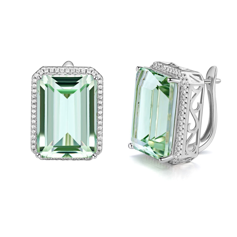 Luxurious And High-grade Natural Green Crystal Earrings, Fashionable Design, S925 Silver