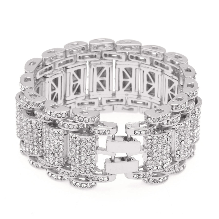 European And American Hip-hop Men's Exaggerated Diamond-studded Tank Bracelet