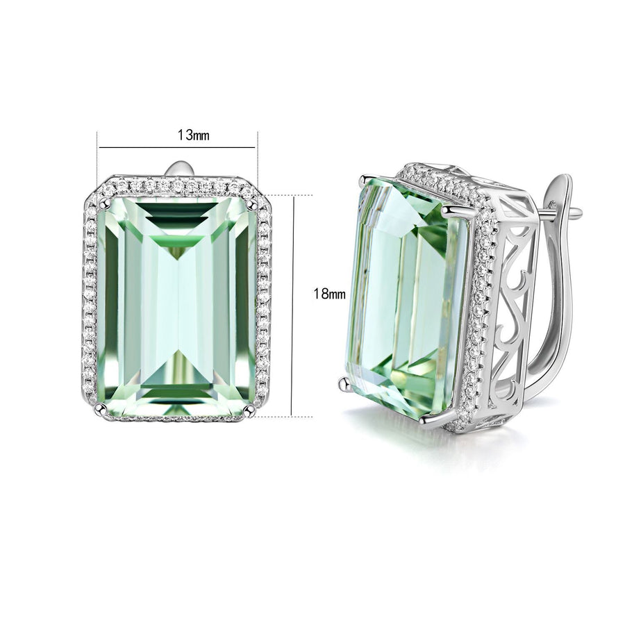 Luxurious And High-grade Natural Green Crystal Earrings, Fashionable Design, S925 Silver