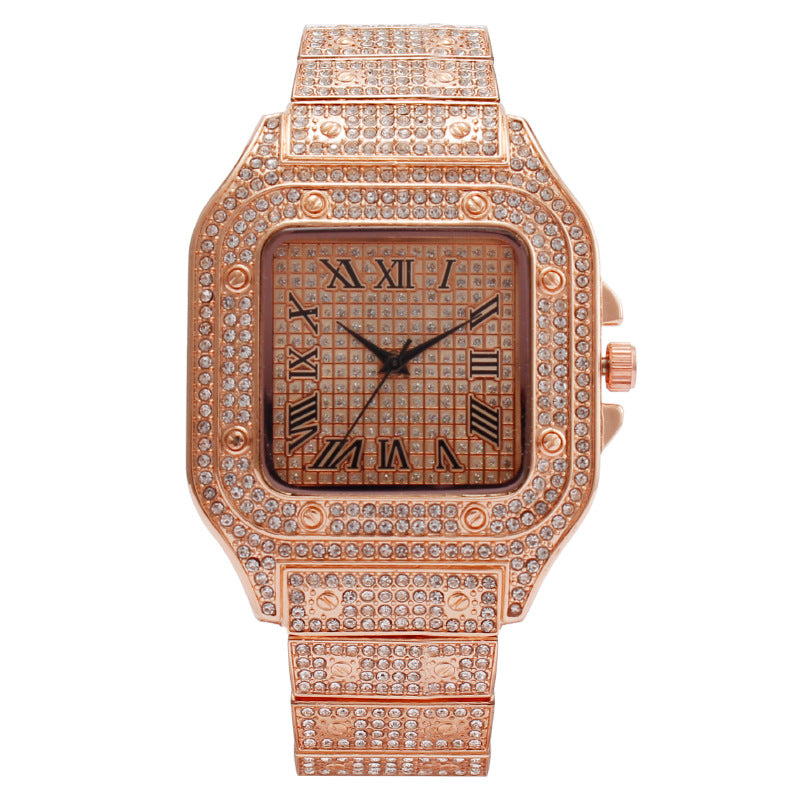 Square Diamond Full Diamond Roman Gradient Ladies Watch