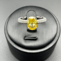 S925 Silver Cubic Zirconia Yellow Simple Elegant Ring Women