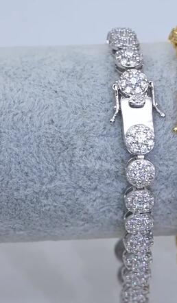 Hip Hop 925 Silver Tennis Chain Moissanite Bracelet