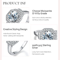 Fashion Moissanite Four Claw Square Ring