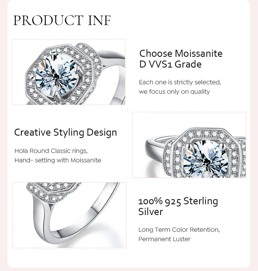 Fashion Moissanite Four Claw Square Ring