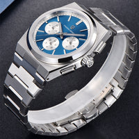 Mens Fashion Blue Quartz Waterproof Chronograph Watch