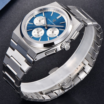 Mens Fashion Blue Quartz Waterproof Chronograph Watch