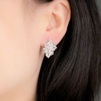 925 Silver Gold-plated White Mosaic Ear Buckle 5285