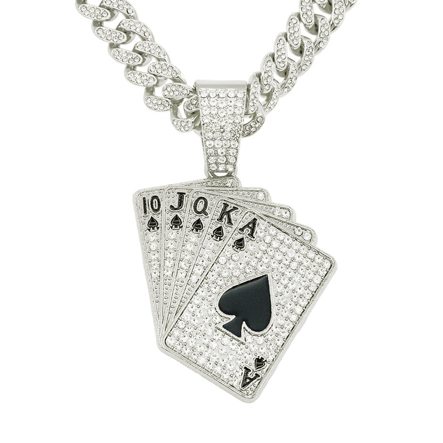 Diamond-embedded Poker Pendant Necklace Accessories Pendant