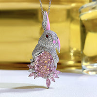 Women's Fashion Full Of Diamonds Cute Rabbit Pendant Necklace