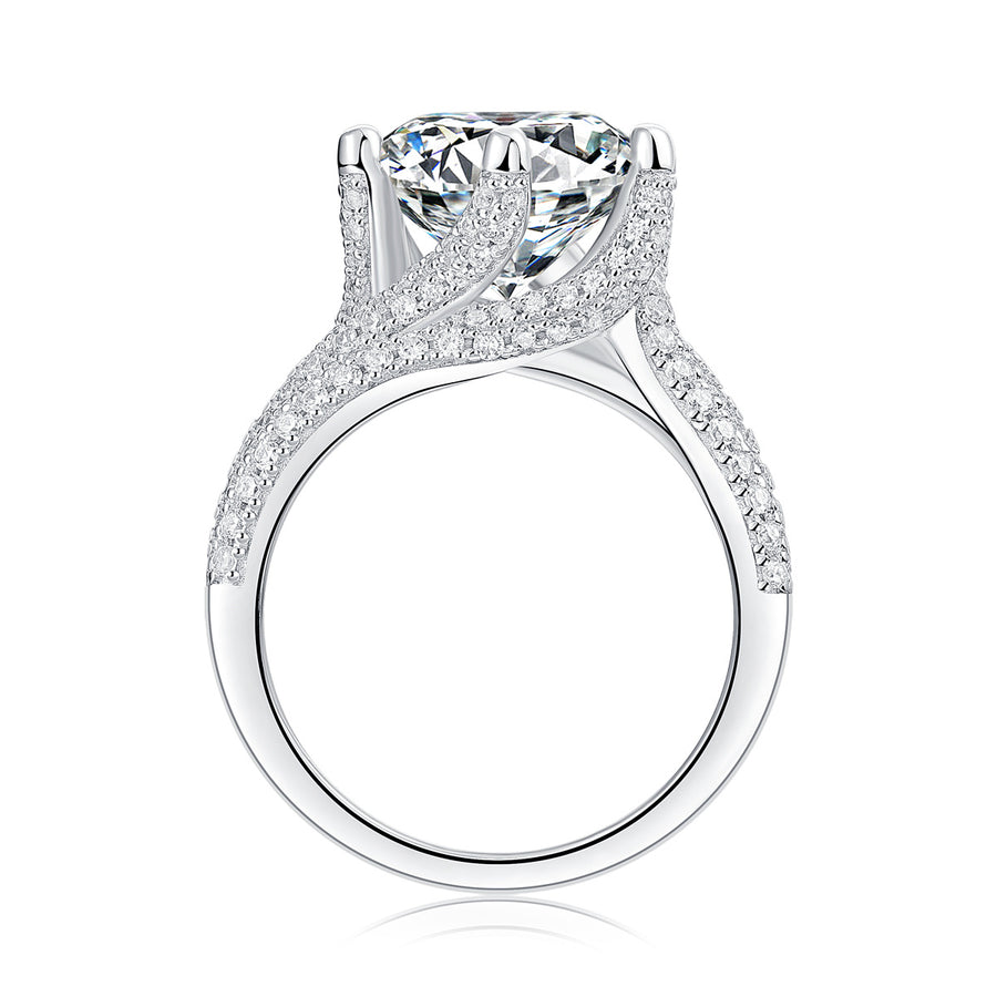 Luxury Fashion Large Diamond Ring Moissanite Silver Ring