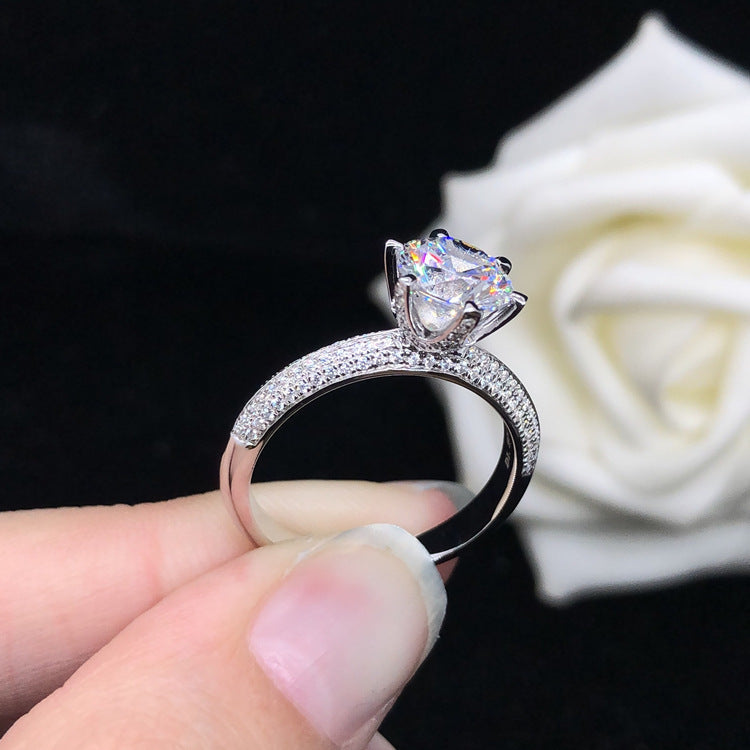 Female six-claw diamond ring Korean couple ring