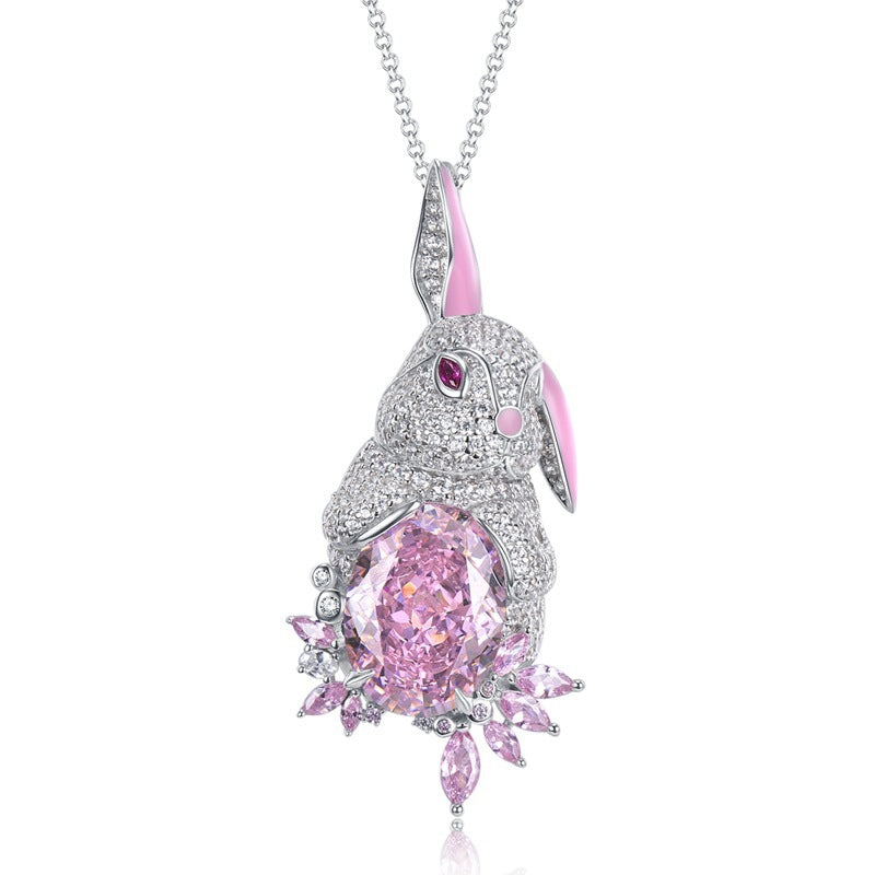 Women's Fashion Full Of Diamonds Cute Rabbit Pendant Necklace