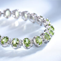 Sterling Silver Natural Peridot Bracelet Wedding Gemstones