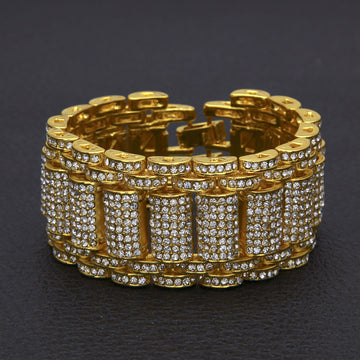 European And American Hip-hop Men's Exaggerated Diamond-studded Tank Bracelet