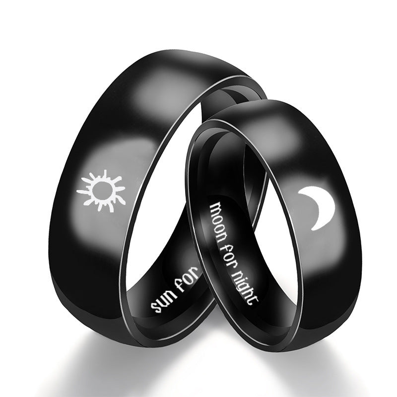 Stainless Steel Couple Couple Rings Sun Moon