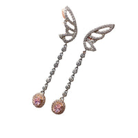 925 Silver European And American Pink Diamond Earrings For Women