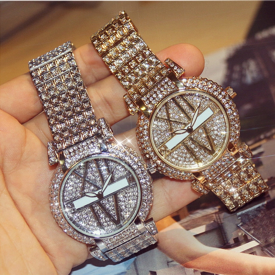 Luxury Diamond Women Watches Fashion Brand Stainless Steel Bracelet Wrist Watch Women Design Quartz Watch Clock relogio feminino