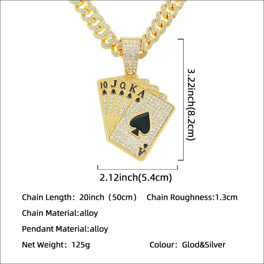 Diamond-embedded Poker Pendant Necklace Accessories Pendant