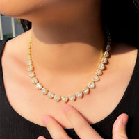 Cuban Heart-shaped Zircon Hip Hop Full Diamond Peach Heart Stitching Necklace